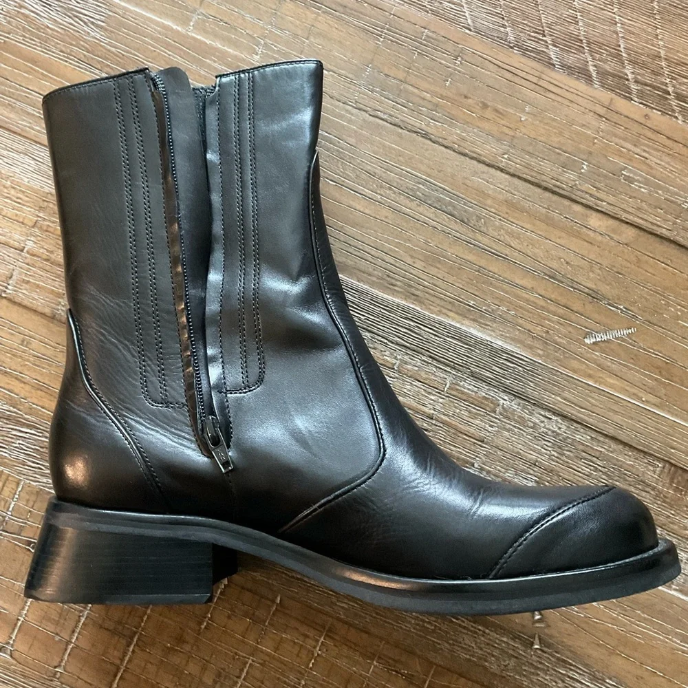 Cole Haan ankle boots size 10.5 black leather combat boot - Picture 6 of 12